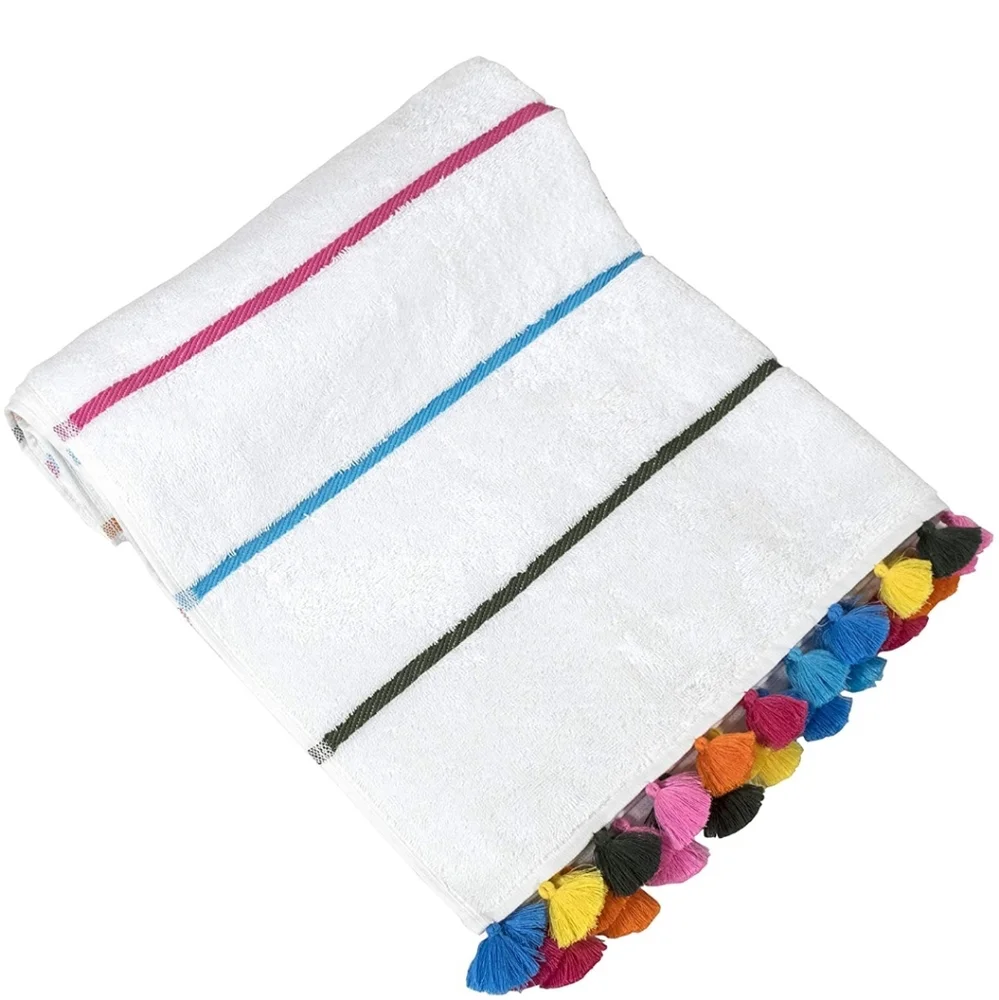 Turkish Cotton Beach Towel Tassel Fringe Striped Spring Break Colorful